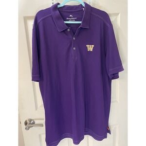 Tommy Bahama Washington Huskies NCAA Polo Purple 2XLT Shirt Sleeve Logo